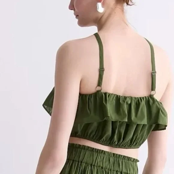 J. Crew Ruffle Halter Crop Top - Picture 2 of 3